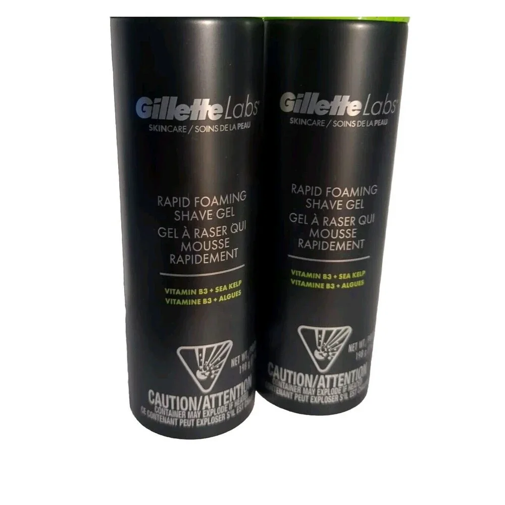 Lot Of 2 - Gillette Labs Rapid Foaming Shave Gel Alcohol-Free Dye-Free Vitamins